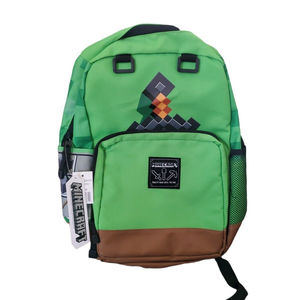 Minecraft Creeper Sword Kids School 17" Green Backpack w/Laptop Pocket